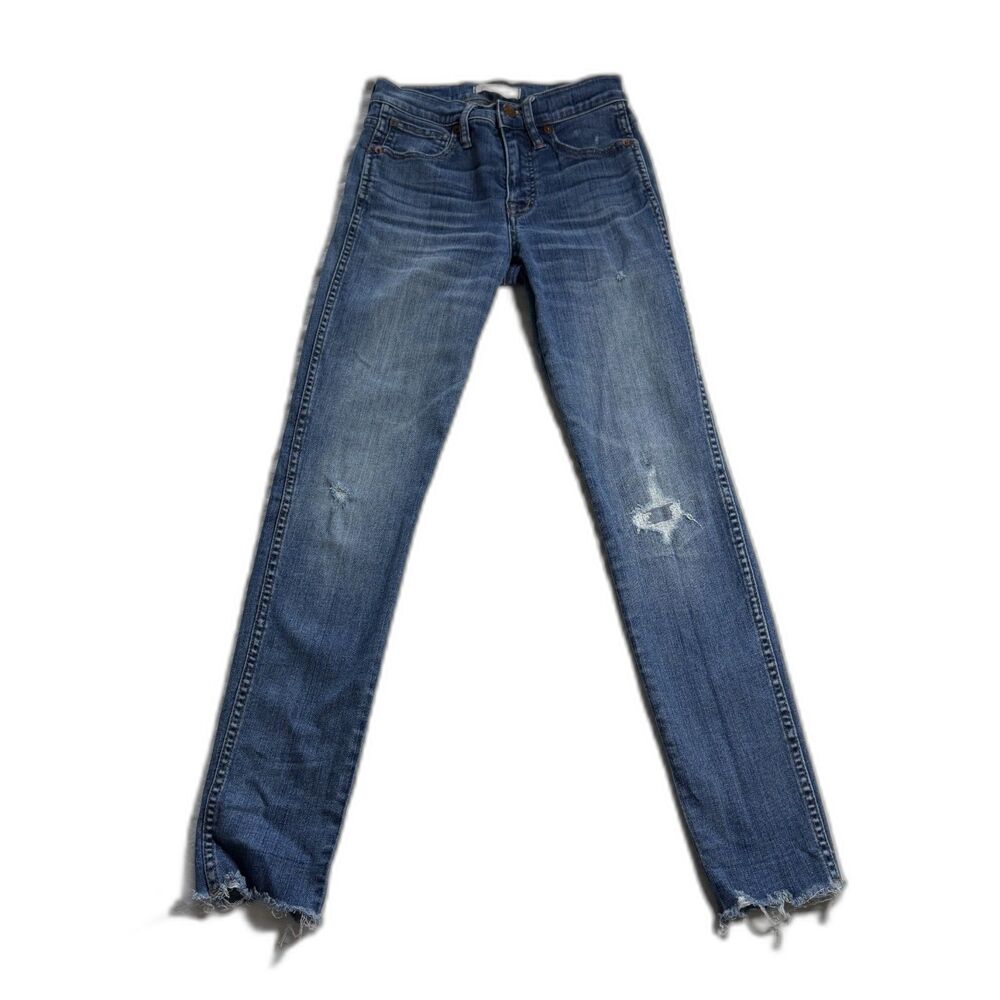 Madewell 9" High-Rise Skinny Jeans Size 24 Distressed Ripped Raw Hem H3000